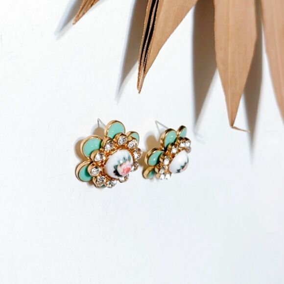 Italian vintage flower earrings S542 - Picture 3 of 4